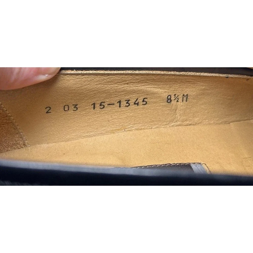 Johnston & Murphy Shoes Men's Size 8.5 Black Leather Tassel Loafers Italy Work